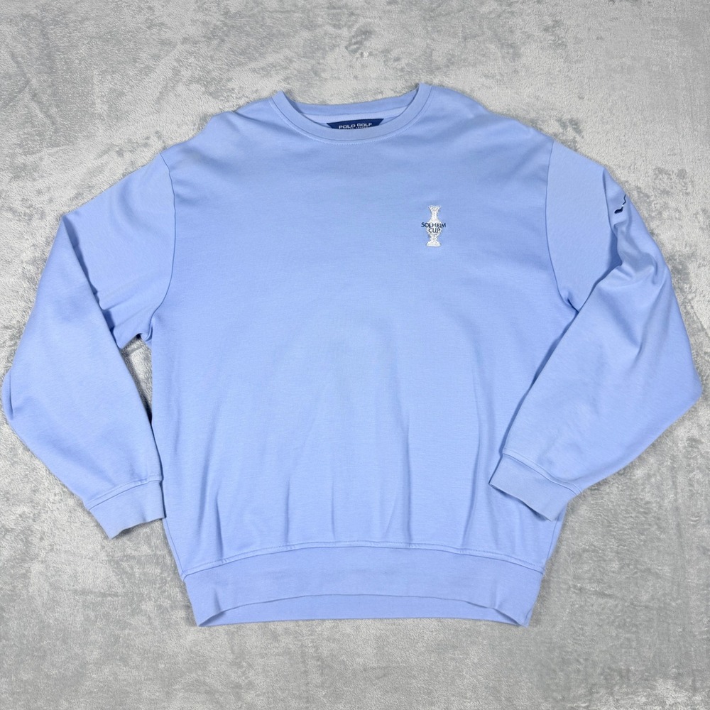 Polo Golf Ralph Lauren Mens L Sweatshirt Light Blue Solheim Cup Pima Cotton
